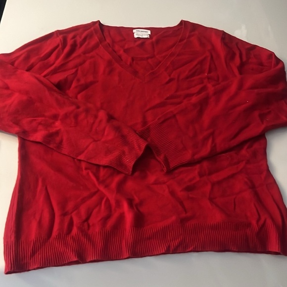100% Cashmere V-neck Jaclyn Smith Sz XL Red Long Sleeve Sweater - Picture 4 of 8